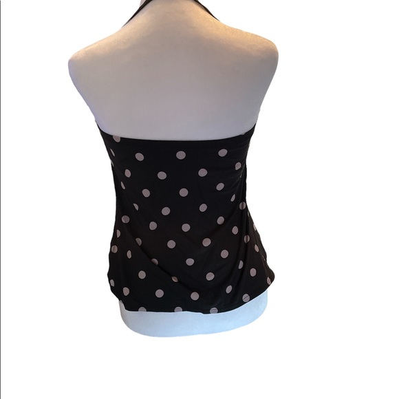 DKNY Swim Bathing Suit Top only Black with Gray Polka dots Loose Fit Small - Picture 5 of 15